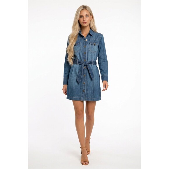 Ramy Brook Dresses & Skirts - Ramy Brook New York Shirt Dress Womens Size 24 Blue Denim Mini Belted